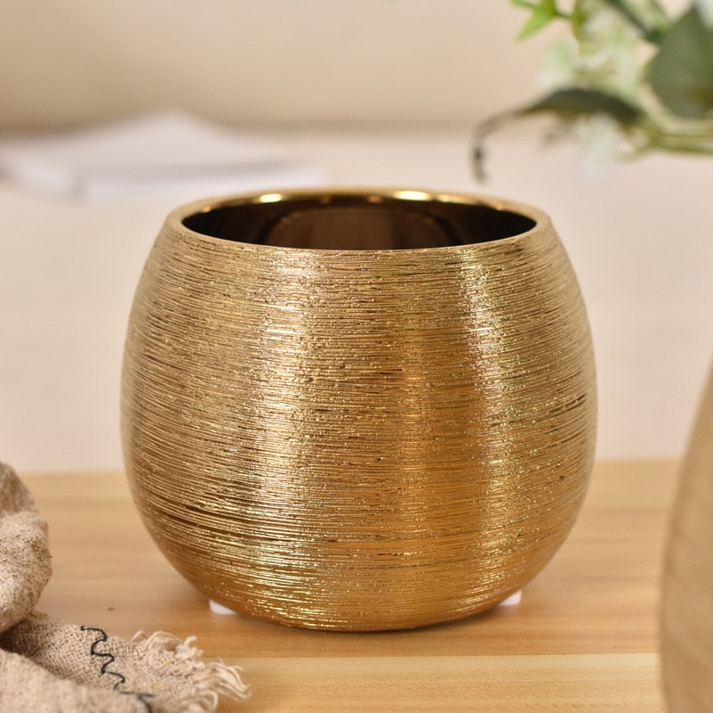 Ceramic Gold Indoor Pot