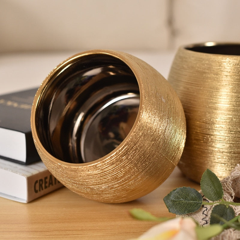 Ceramic Gold Indoor Pot